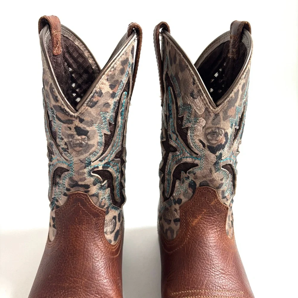 Ariat Koel VentTEK Western Brown Leather Cowboy Boots Youth Size 1